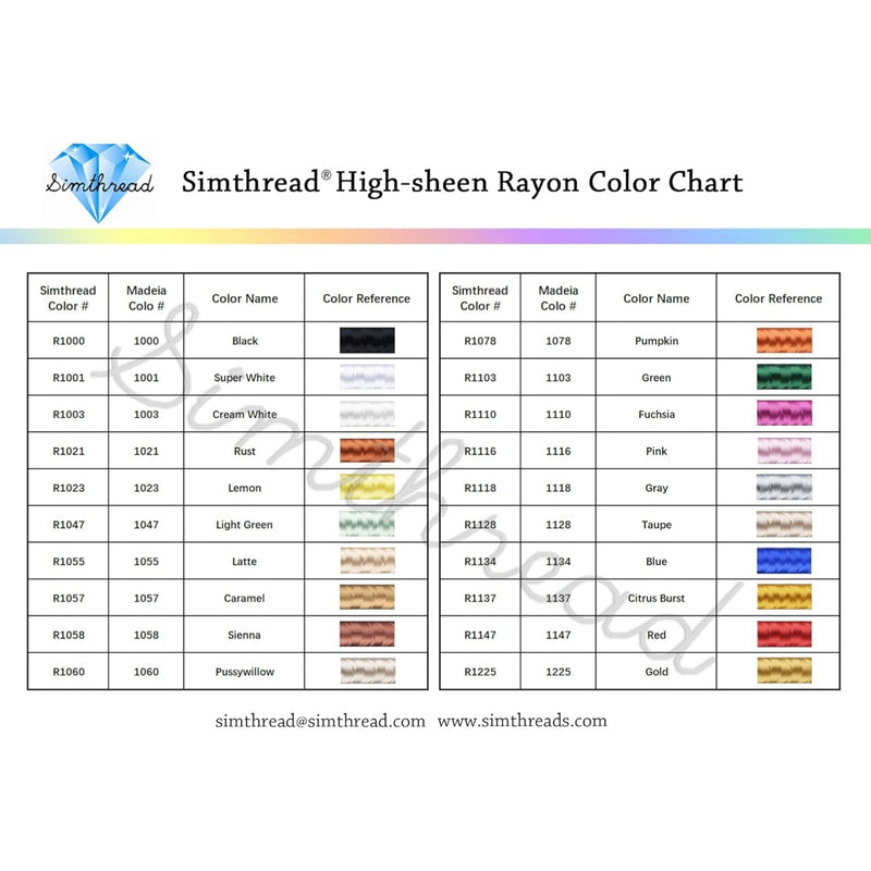 Simthread Thread S036 Simthread Vibrant 100% Rayon Viscose 40wt Embroidery Thread Single Spo ...