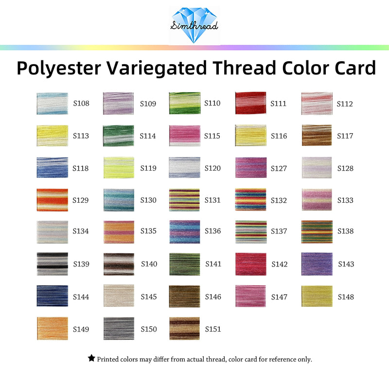 Simthread Color Conversion Chart Simthread Vibrant Variegated Polyester Embroidery Thread Single Spool ...