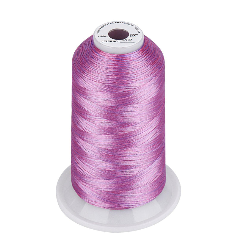 Simthread Vibrant Variegated Polyester Embroidery Thread Single Spool - 5000M - 38 Unique Colors - Simthread - High Quality Machine Embroidery Thread Supplier