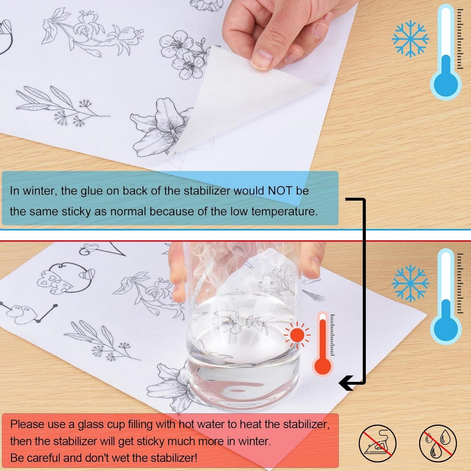 Simthread Sticky Wash Away Paper Embroidery Stabilizer A4 Size Medium ...