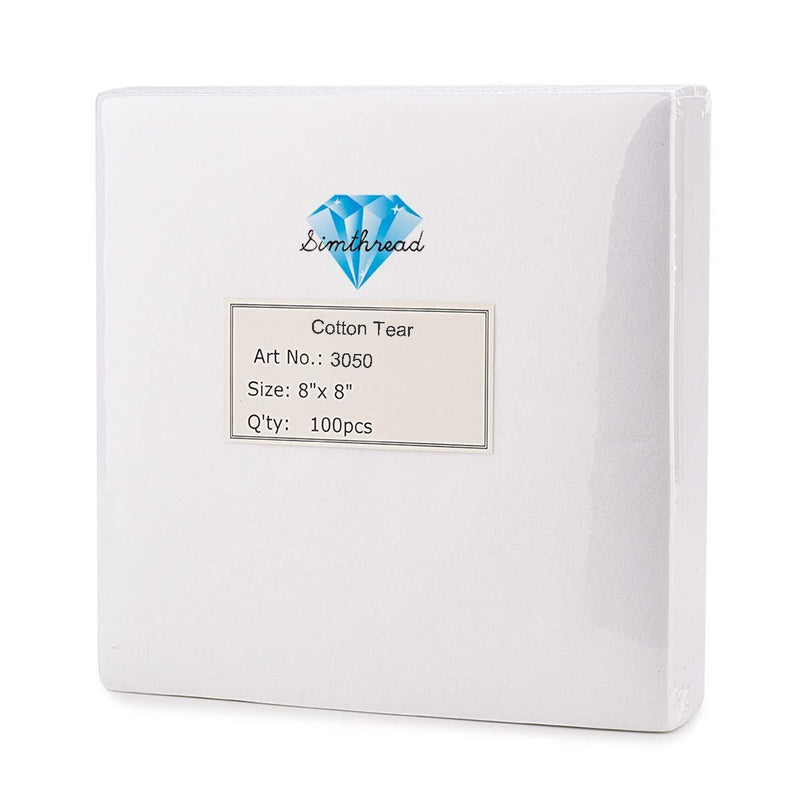 100pcs Tear Away Embroidery Stabilizer Backing - 8" x 8" - Simthread - High Quality Machine Embroidery Thread Supplier