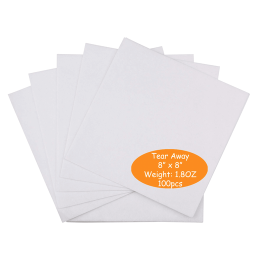 100pcs Tear Away Embroidery Stabilizer Backing - 8" x 8" Simthread LLC