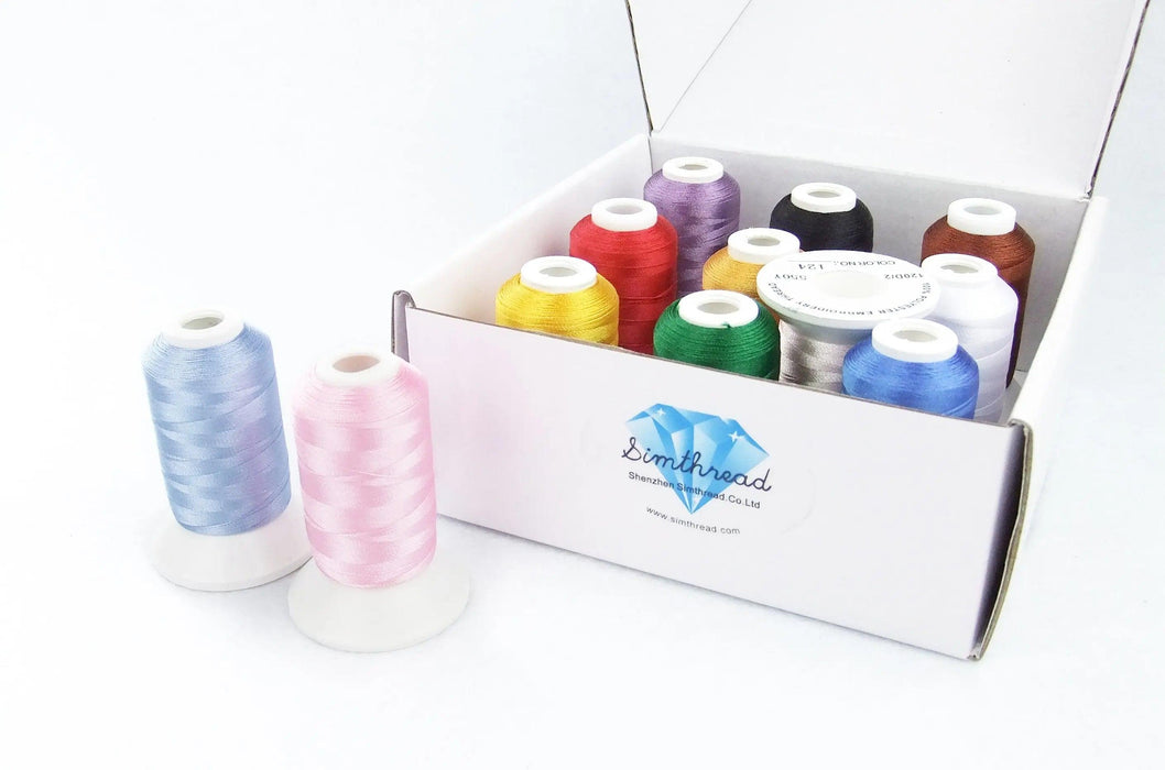 Polyester Embroidery Thread Kit 120D 550Yards 12Colors with Simthread Conversion Chart for embroidery Machines Simthread LLC