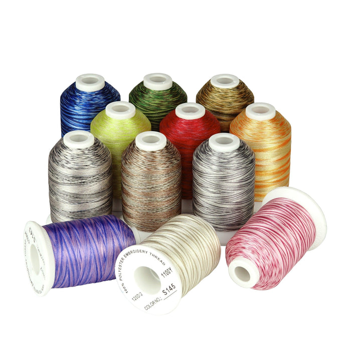 12 Colors Variegated Embroidery Thread 1000M #3 Simthread