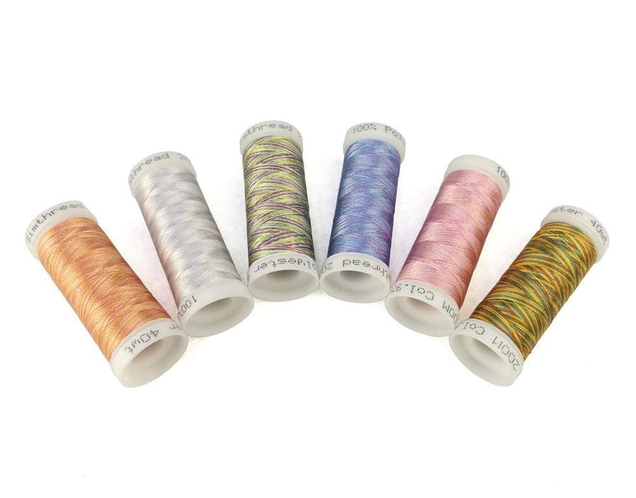 12 Variegated Colors Embroidery Machine Threads 300M Simthread LLC
