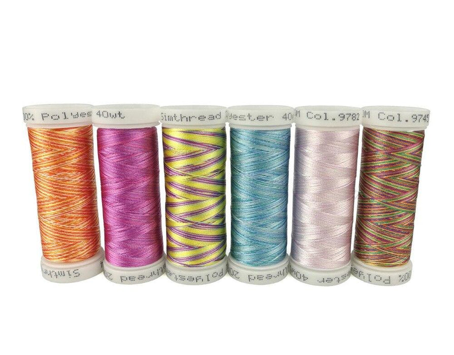 12 Variegated Colors Embroidery Machine Threads 300M Simthread LLC