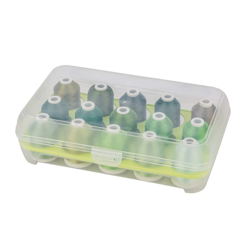 15 Kind of Green Machine Embroidery Thread Set 1000M - Simthread - High Quality Machine Embroidery Thread Supplier