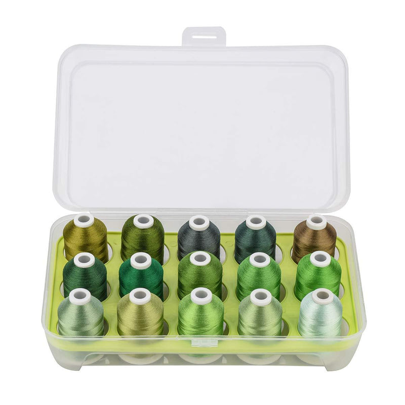 15 Kind of Green Machine Embroidery Thread Set 1000M - Simthread - High Quality Machine Embroidery Thread Supplier