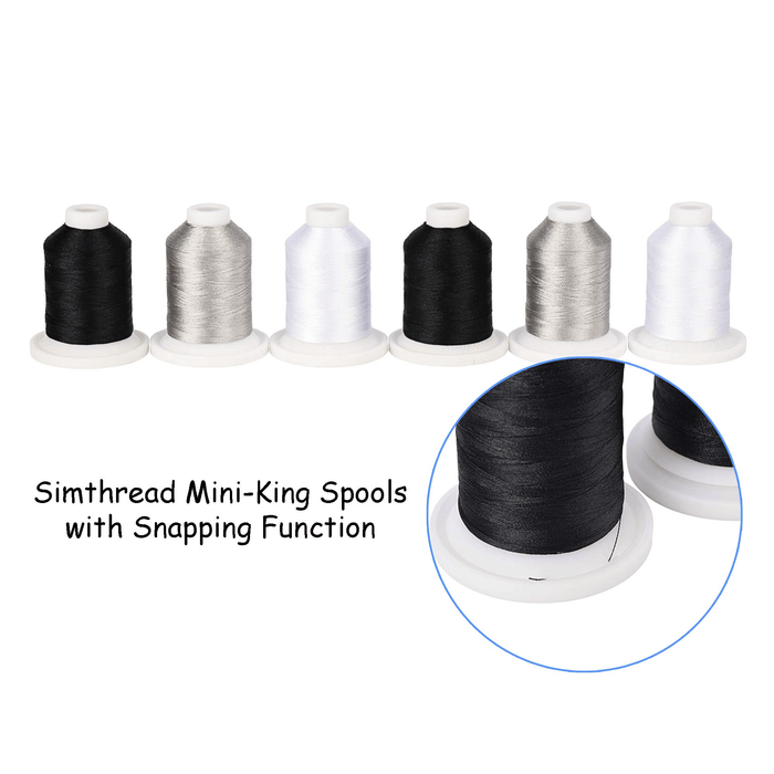 21 Spools Black White and Silver Embroidery Machine Thread Simthread LLC