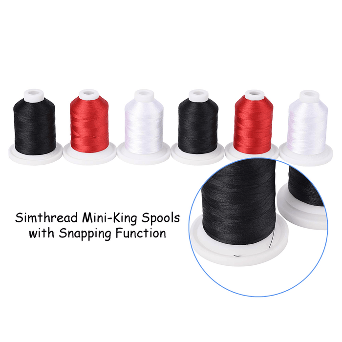 Simthread Embroidery Machine Thread Kit 800Y 21 Spools Black White and Red Colors for Professional Embroidery Design