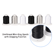 21 Spools Black/White/Silver Embroidery Thread 800Y - Simthread - High Quality Machine Embroidery Thread Supplier