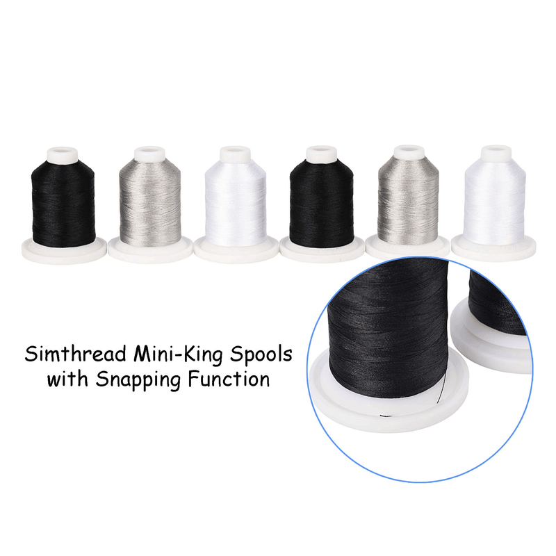 21 Spools Black/White/Silver Embroidery Thread 800Y - Simthread - High Quality Machine Embroidery Thread Supplier