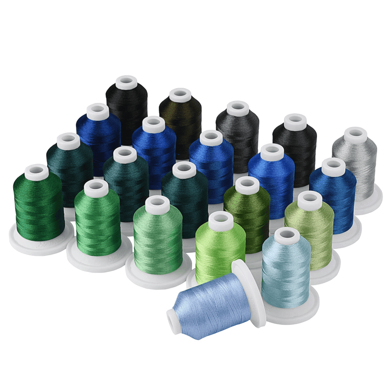 21 Spools Blue & Green Embroidery Thread 800Y - Simthread - High Quality Machine Embroidery Thread Supplier