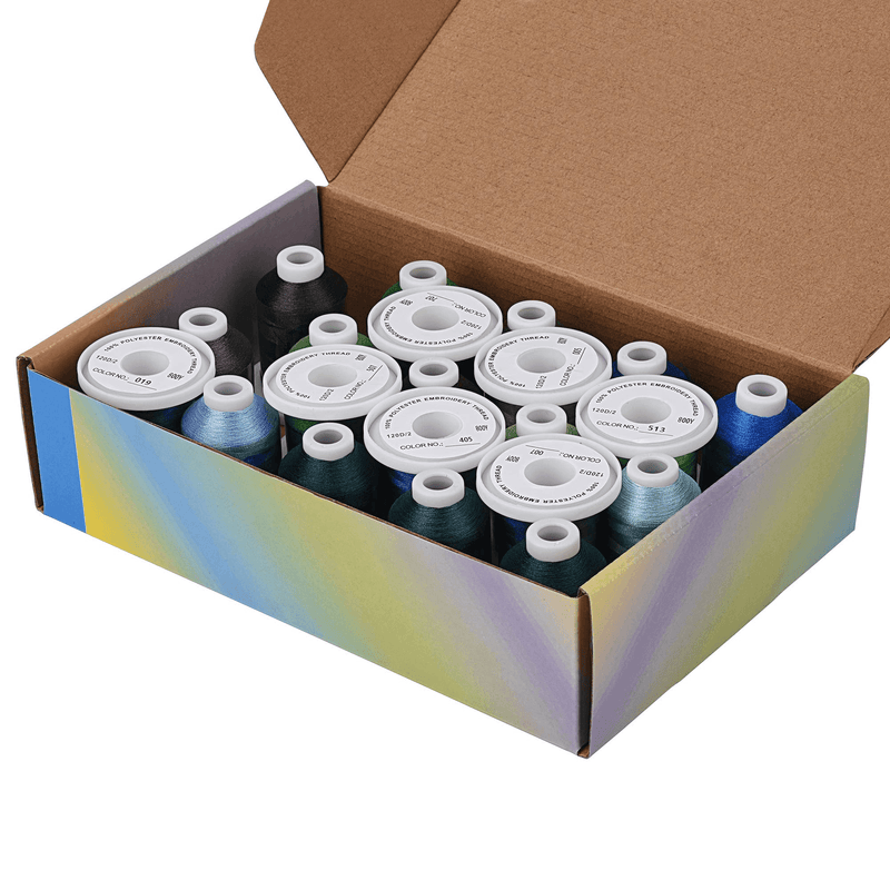 21 Spools Blue & Green Embroidery Thread 800Y - Simthread - High Quality Machine Embroidery Thread Supplier