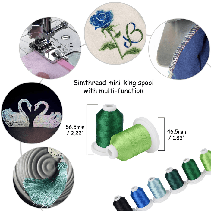 21 Spools Blue & Green Embroidery Thread 800Y Simthread LLC