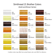 21 Spools Brown & Gold Embroidery Thread 800Y - Simthread - High Quality Machine Embroidery Thread Supplier