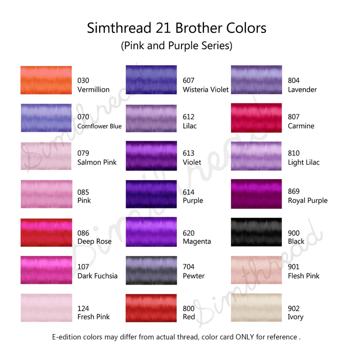 21 Spools Red & Purple Embroidery Thread 730M Simthread LLC