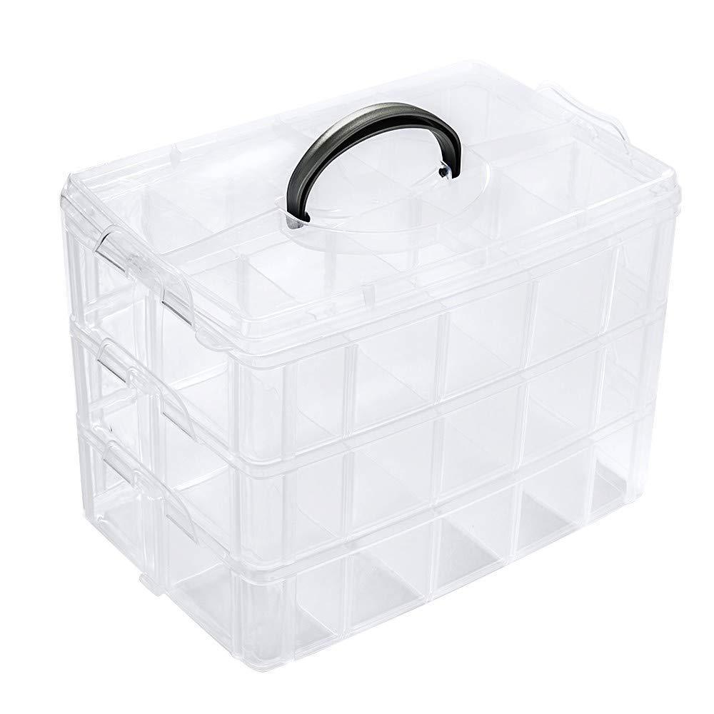 New brothread 3 Layers Stackable Clear Storage Box/Organizer for Holding 60 Spools Home Embroidery & Sewing Thread and Other Embroidery Sewing Cra