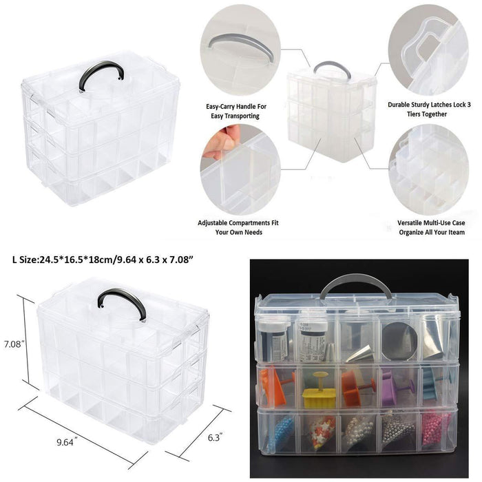 New brothread 2 Layers Stackable Clear Storage Box/Organizer for Holdi