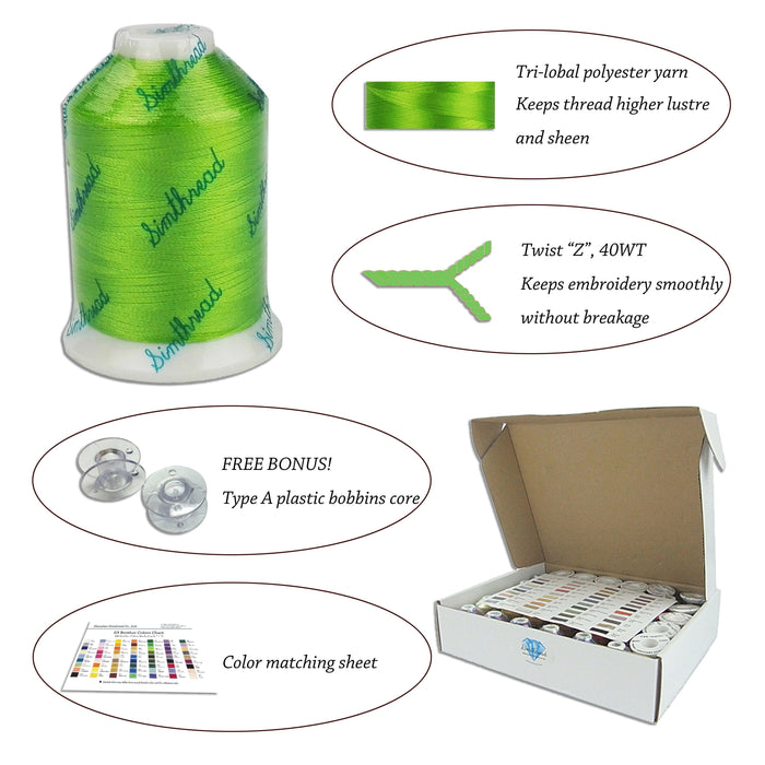 40 Colors Embroidery Thread Kit with Conversion Chart 1000M Simthread LLC