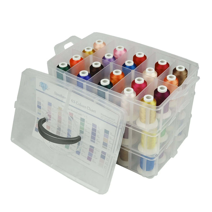 63 COLORS POLYESTER EMBROIDERY THREAD KIT PLASTIC BOX-550