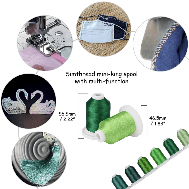 9 Kind of Green Snap Spools Embroidery Thread 730M - Simthread - High Quality Machine Embroidery Thread Supplier