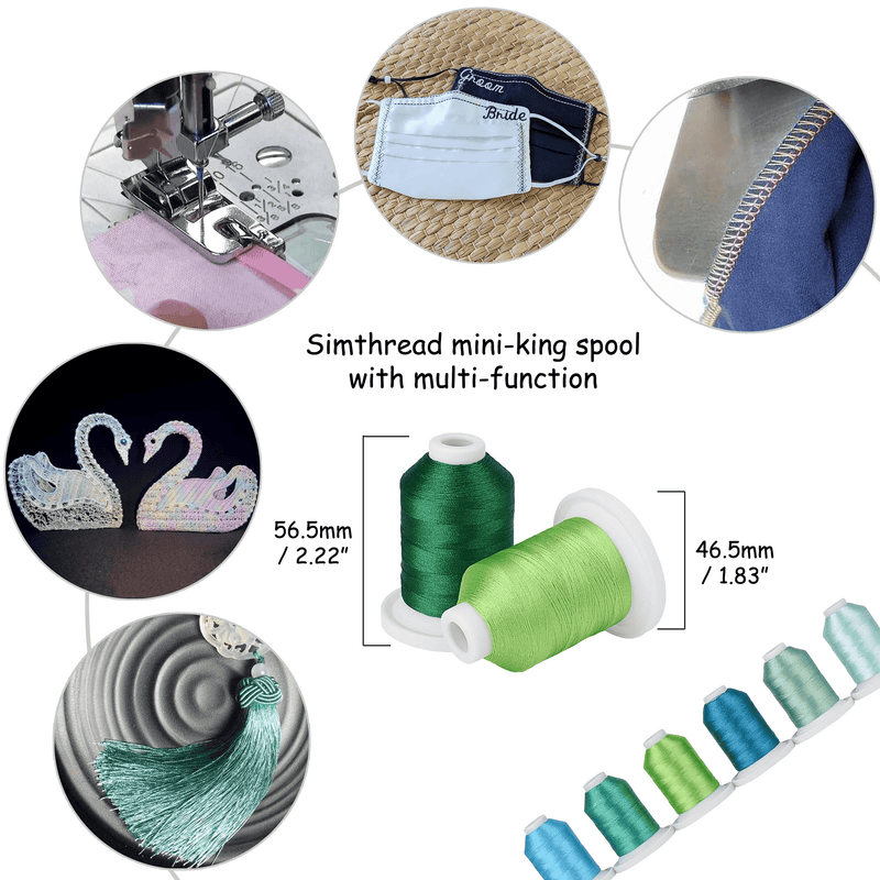 9 Turquoise and Mint Green Snap Spools Embroidery Thread 730M - Simthread - High Quality Machine Embroidery Thread Supplier