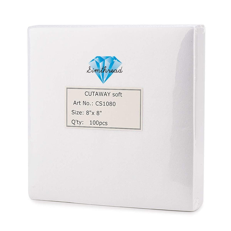 Simthread 100 Pcs Cut Away Embroidery Stabilizer Backing - 8"x 8" - Simthread - High Quality Machine Embroidery Thread Supplier