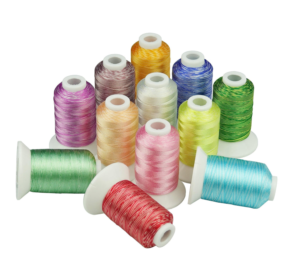Simthread 12 multi Colors Variegated Embroidery Sewing Thread set