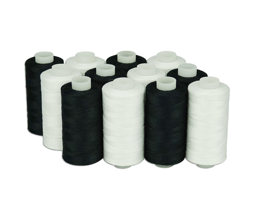 Simthread 12 Pcs White & Black Cotton Sewing Thread 500M Simthread LLC