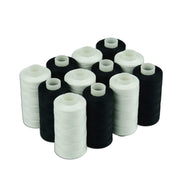 Simthread 12 Pcs White & Black Cotton Sewing Thread 500M - Simthread - High Quality Machine Embroidery Thread Supplier
