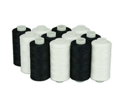 Simthread 12 Pcs White & Black Cotton Sewing Thread 500M - Simthread - High Quality Machine Embroidery Thread Supplier