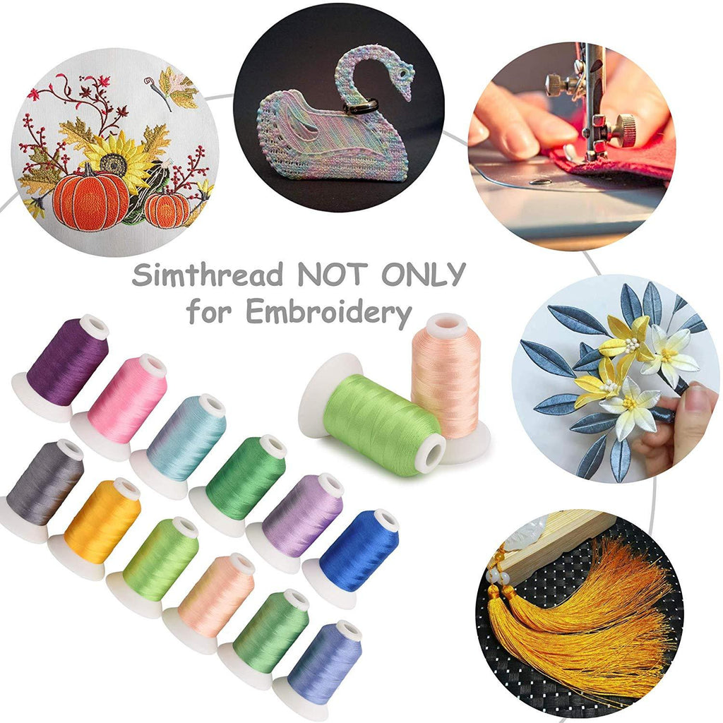 Simthread 5/6 Colors Luminous Embroidery Thread5 colors ( white pink yellow  green blue) x 1000 yards each
