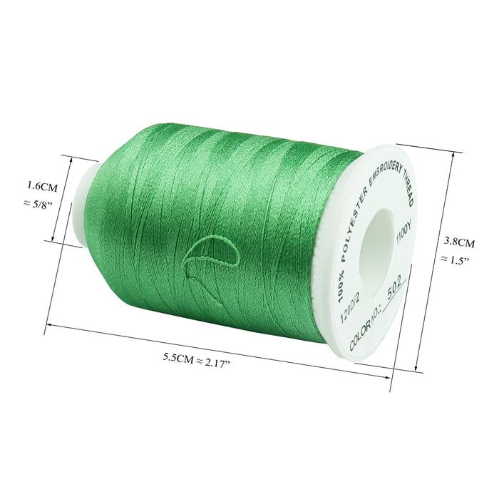 Threadart Polyester Machine Embroidery Thread - No. 204 - Emerald - 1000M - 220 Colors, Green