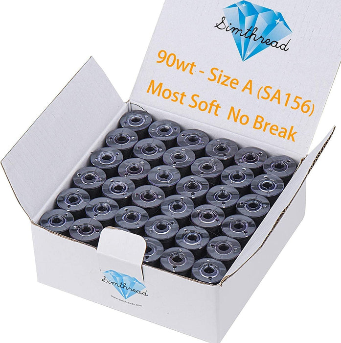 Simthread 144pcs Black Prewound Bobbins Thread Size A Class 15 for Embroidery and Sewing Machines SIMTHREAD CO. 