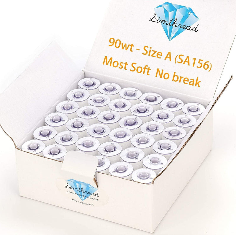 Simthread 144pcs Size A / Class 15 Plastic Sided Prewound Bobbins Thread-90wt Cotton Feel - Simthread - High Quality Machine Embroidery Thread Supplier