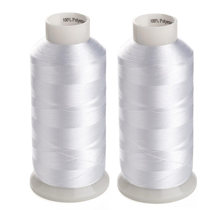 Simthreads 2 Huge Spools White Bobbin Fill Thread 60wt for Embroidery Machine and and Sewing Machines - 5500 Yards ea