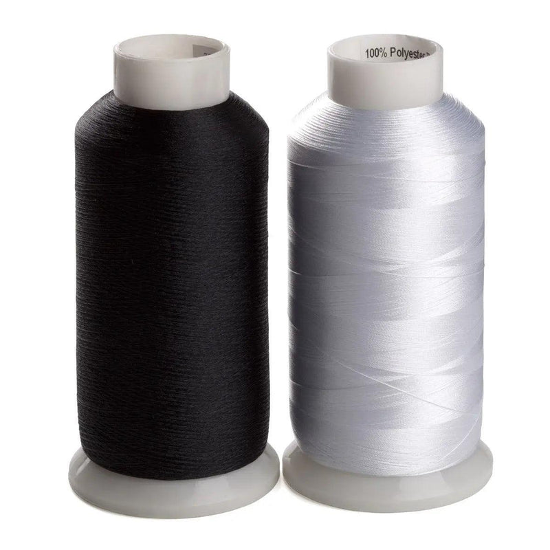 Simthread 2 White & Black 5000M Spools 60wt Bobbin Fill Thread - Simthread - High Quality Machine Embroidery Thread Supplier