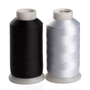 Simthread 2 White & Black 5000M Spools 60wt Bobbin Fill Thread - Simthread - High Quality Machine Embroidery Thread Supplier