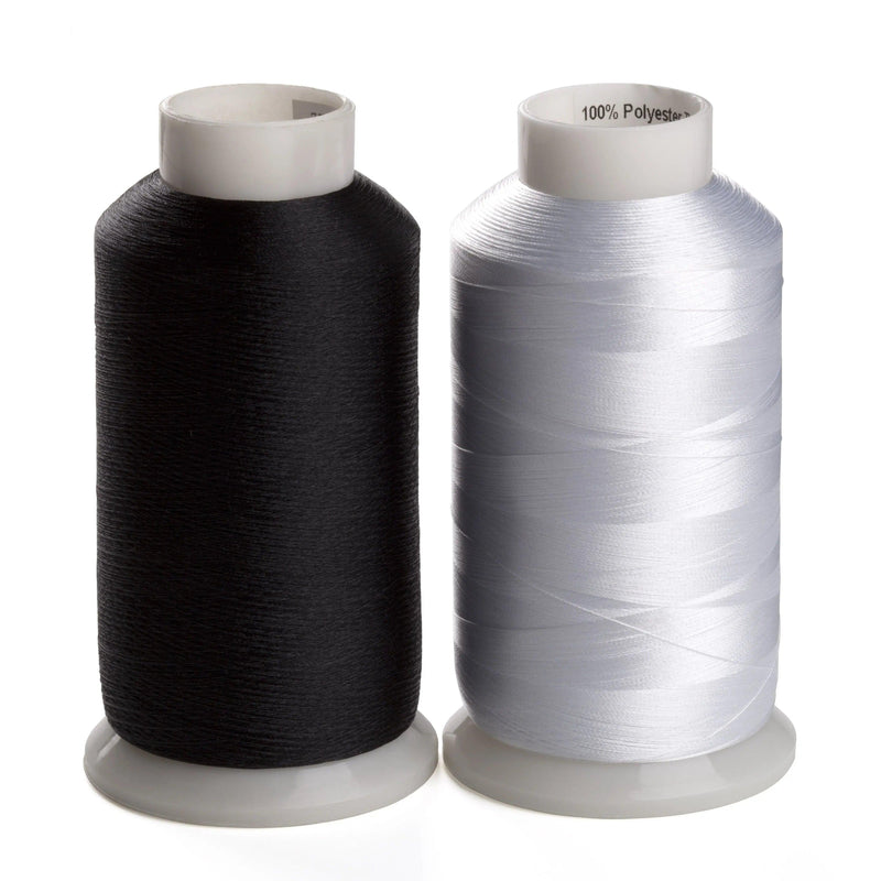 Simthread 2 White & Black 5000M Spools 60wt Bobbin Fill Thread - Simthread - High Quality Machine Embroidery Thread Supplier