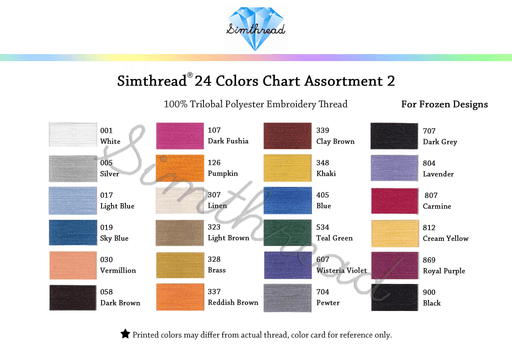 Simthread 24 Colors Trilobal Embroidery Thread - 1000M Simthread LLC