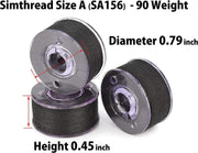 Simthread 25pcs Size A / Class 15 / SA 156 Plastic Sided Prewound Bobbins Thread 90wt Cotton Feel - Simthread - High Quality Machine Embroidery Thread Supplier