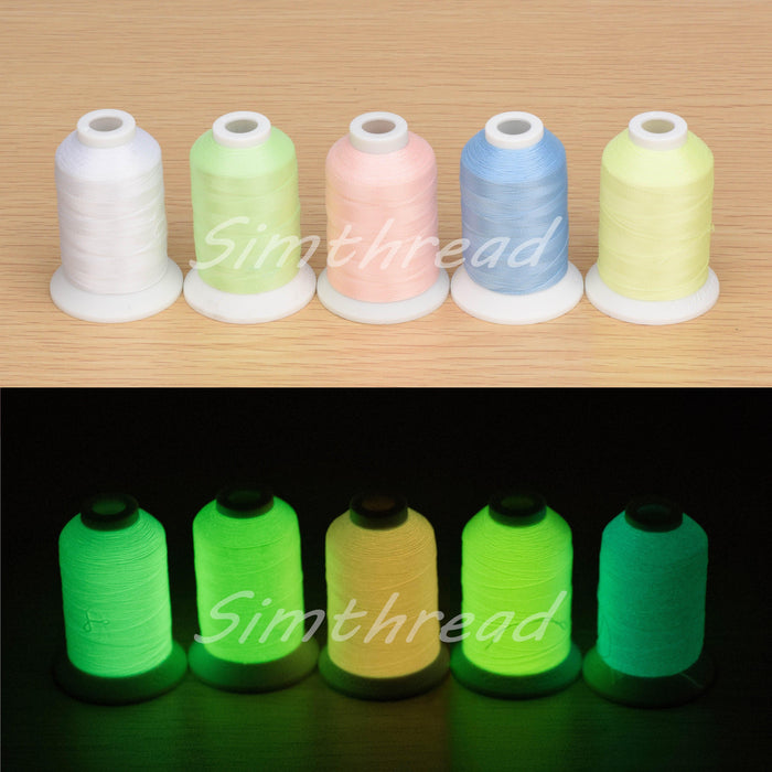 5 Colors Luminous Embroidery Thread Set- 500M Simthread LLC