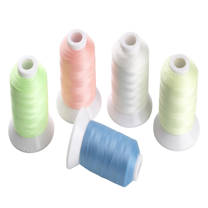 5 Colors Luminous Embroidery Thread Set- 500M Simthread LLC