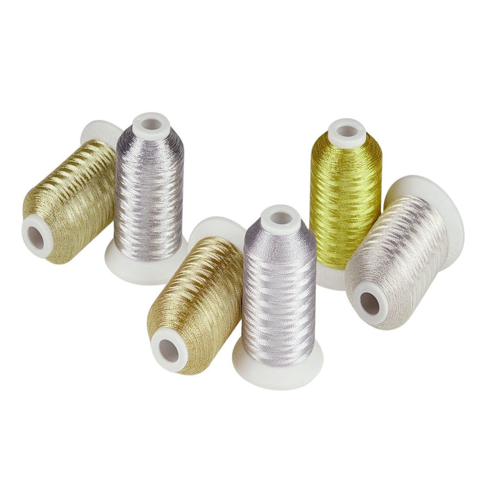 Simthread 6 Pcs Silver & Gold Colors Metallic Embroidery Thread Simthread LLC