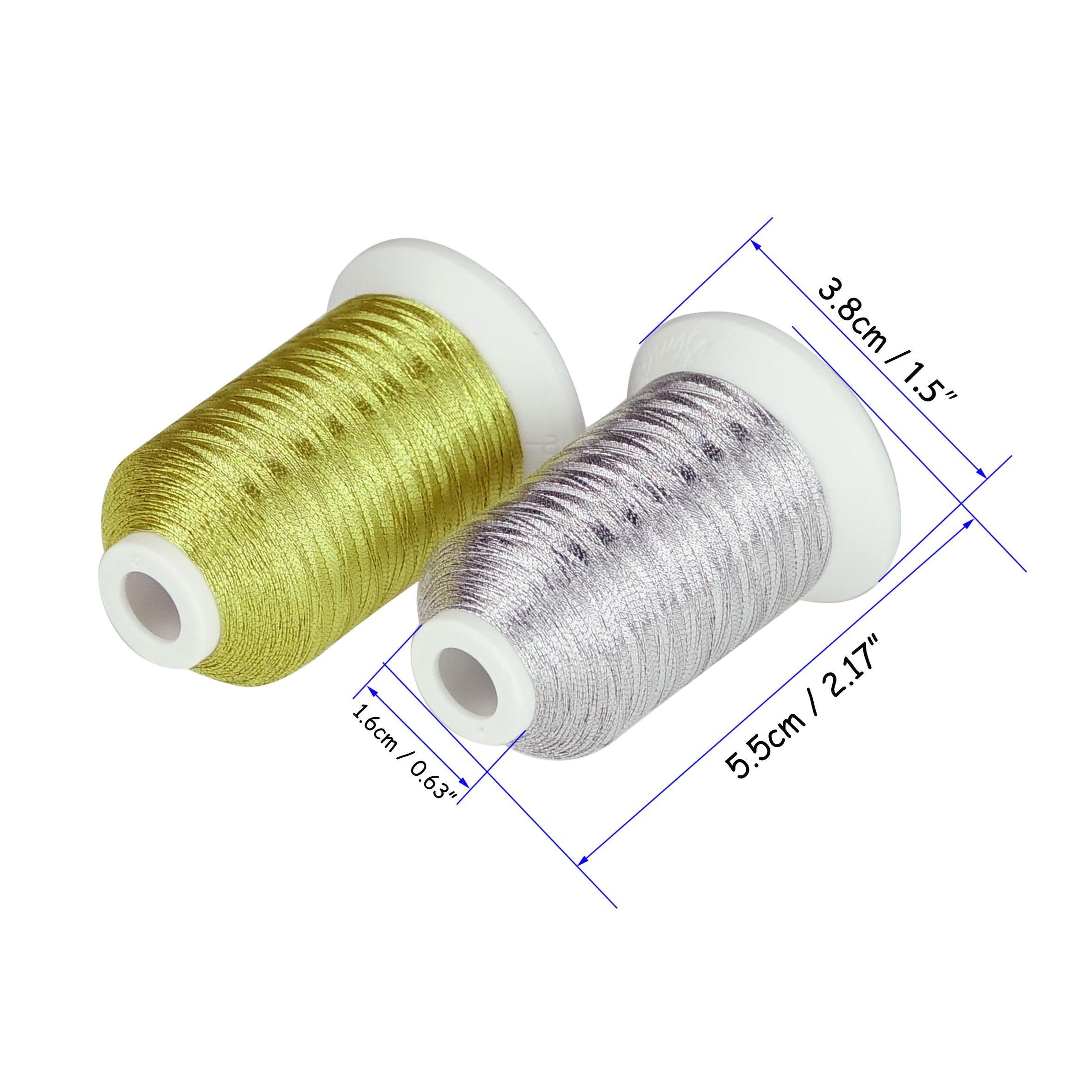 Simthread 6 Pcs Silver & Gold Colors Metallic Embroidery Thread ...