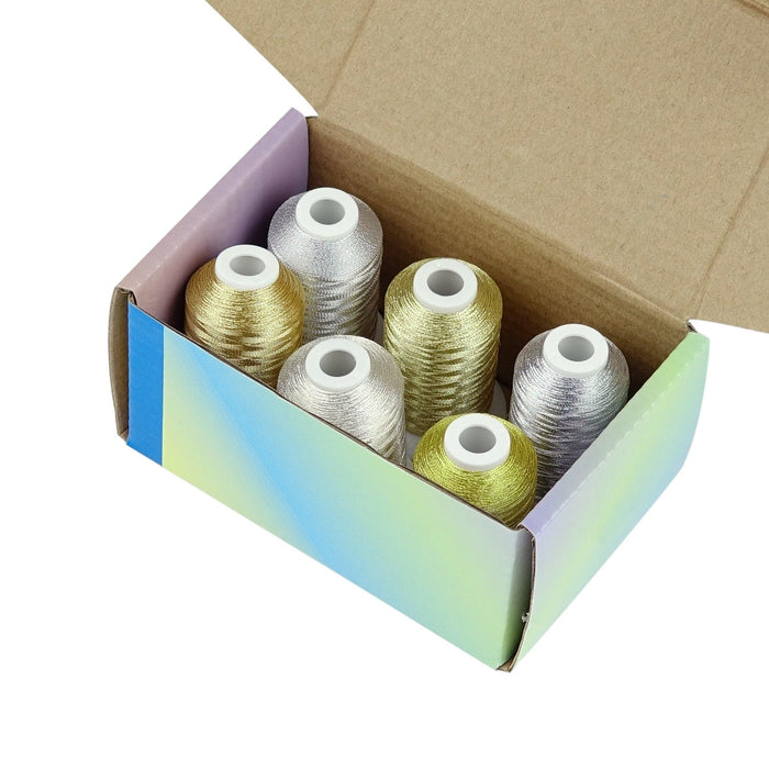 Simthread 6 Pcs Silver & Gold Colors Metallic Embroidery Thread ...