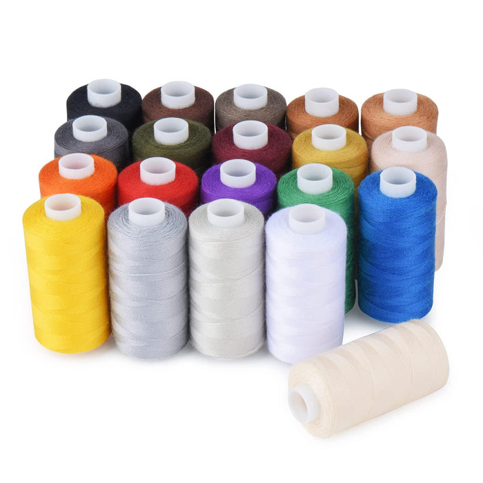 All-Purpose Sewing Thread Kit - 6 Spools of Polyester White & Black Thread for S